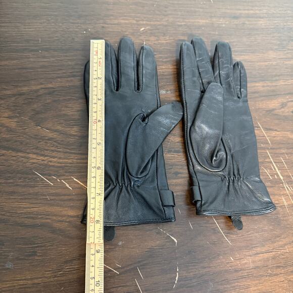 Michael Kors Gloves Womens XS Black Leather Silver Hardware Casual - Picture 7 of 10